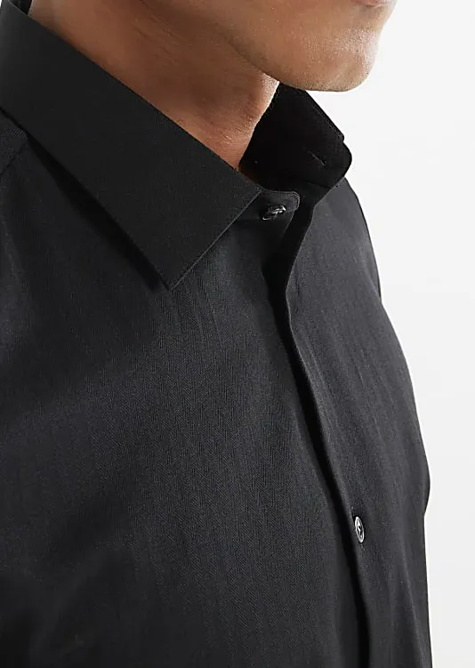 Men's Business Quality Black  Long Sleeve Shirt