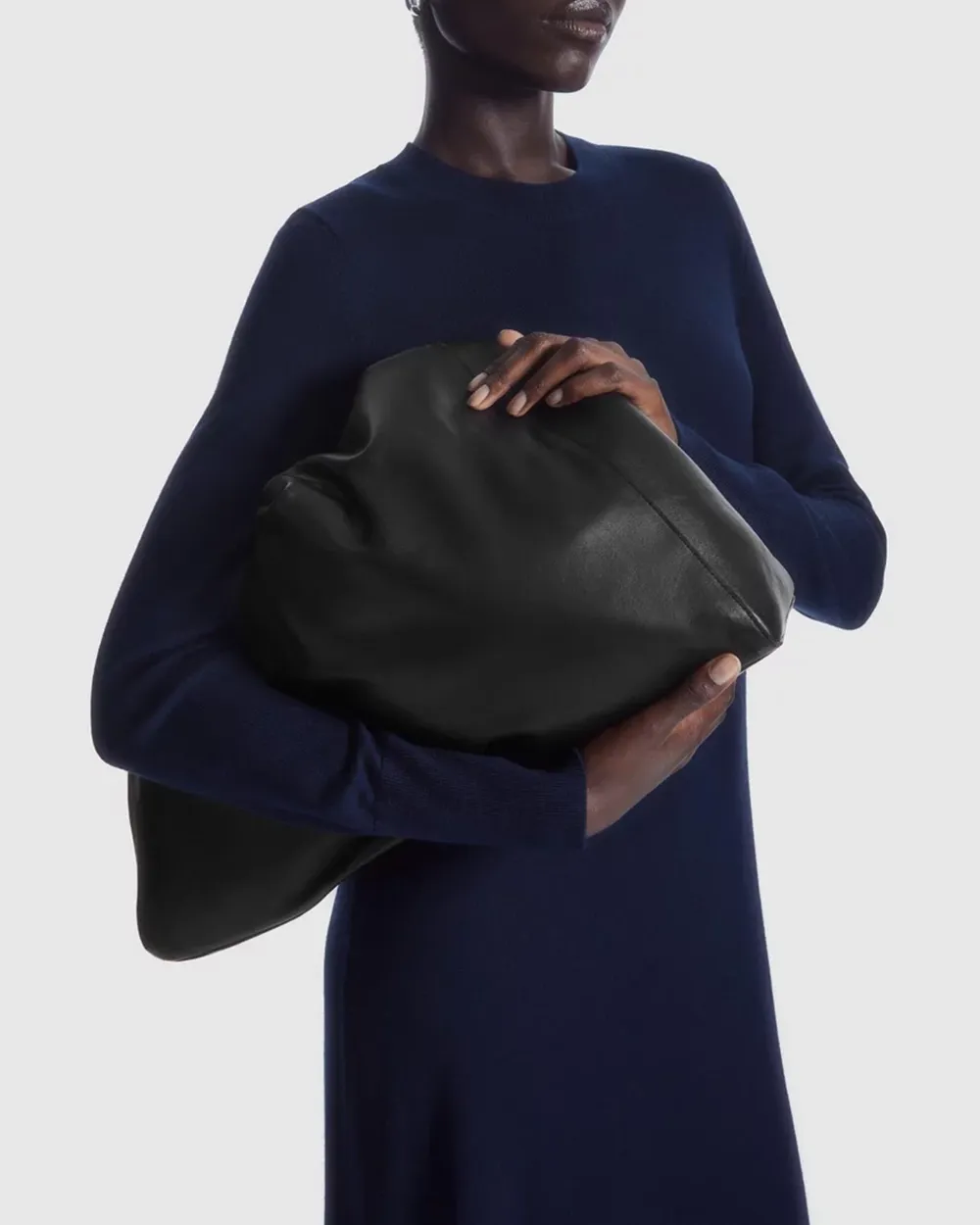 Navy Blue Wool Midi Dress