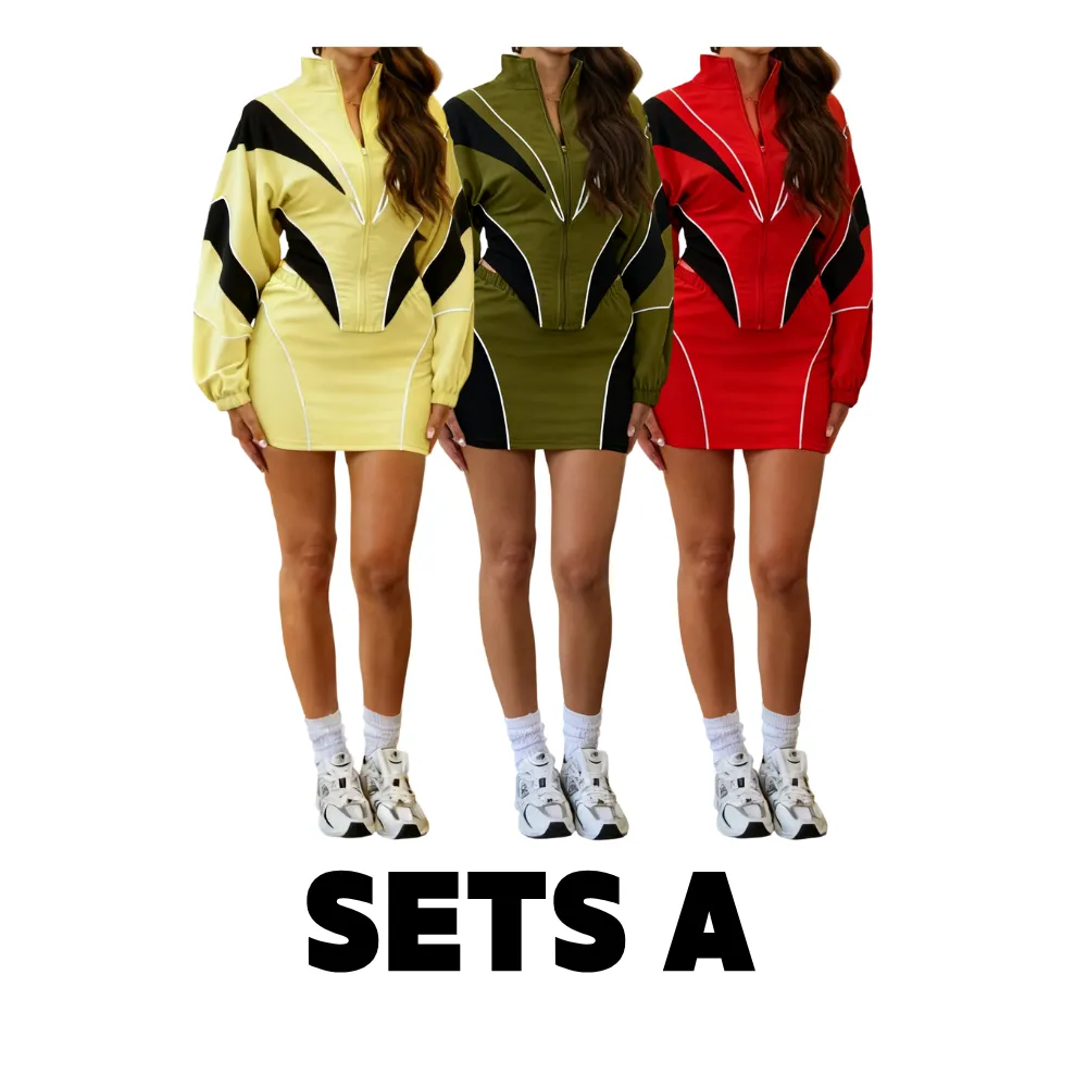 Nylon & Mesh Contrast Track Set - Zip-Up Jacket & Mini Skirt