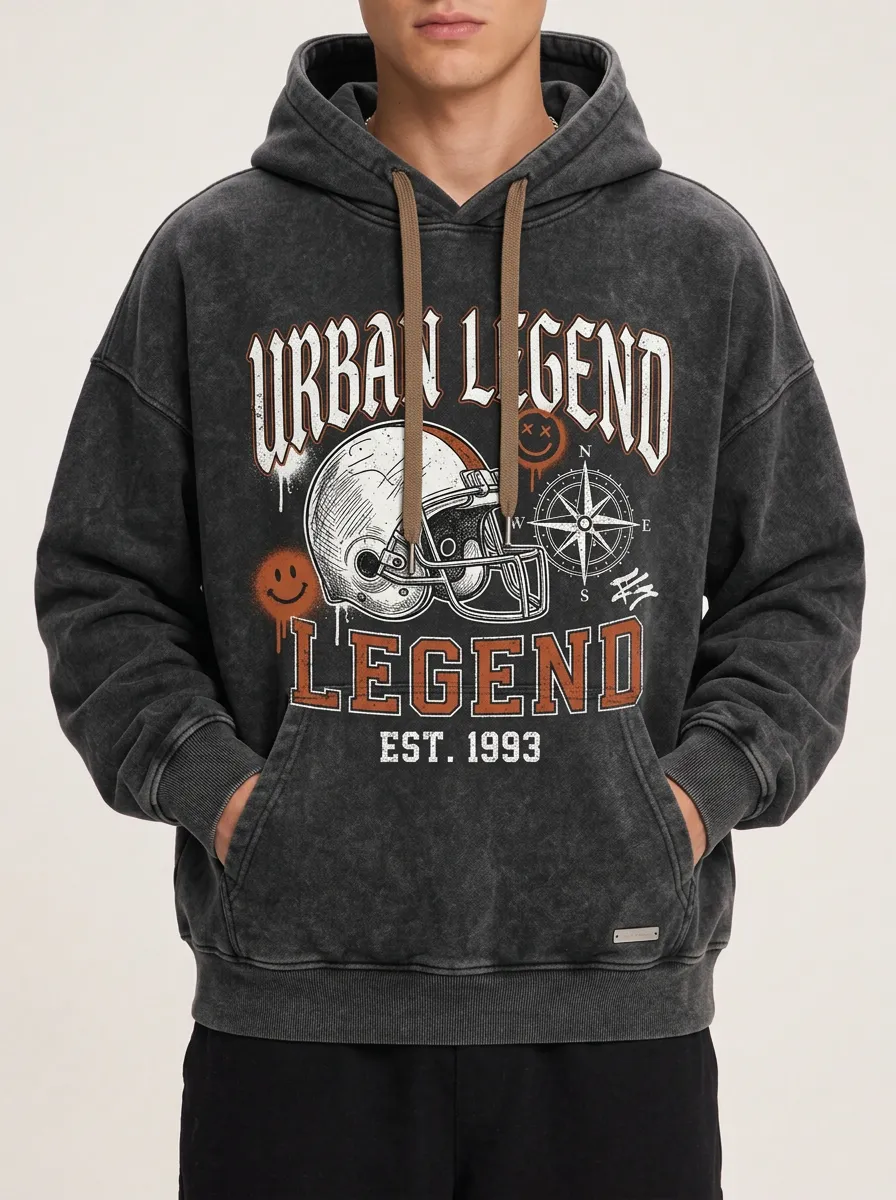 Men's Urban Legend Football Helmet Compass Printed Hoodie