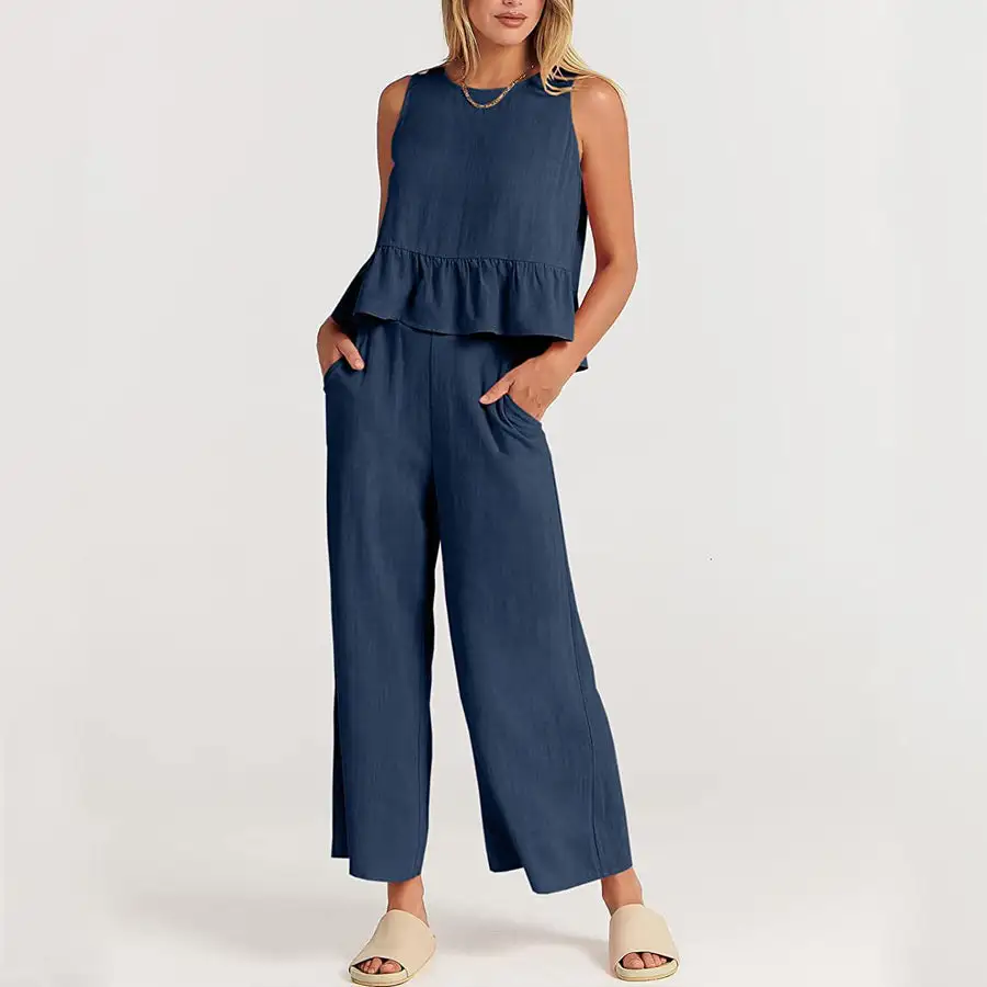 Women's Wide Leg Pants And Sleeveless Top Set
