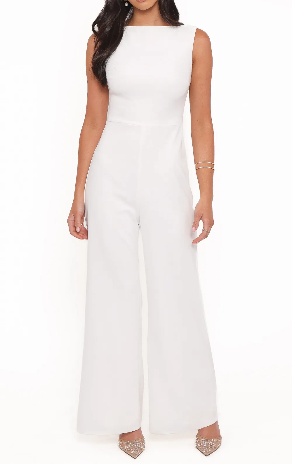 Wide-Leg Sleeveless Lace Jumpsuit