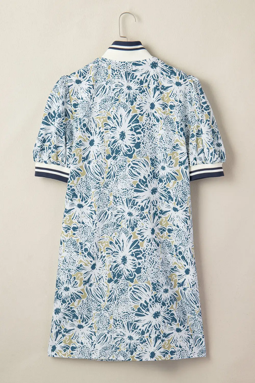Floral Striped Short Sleeve Mini Dress