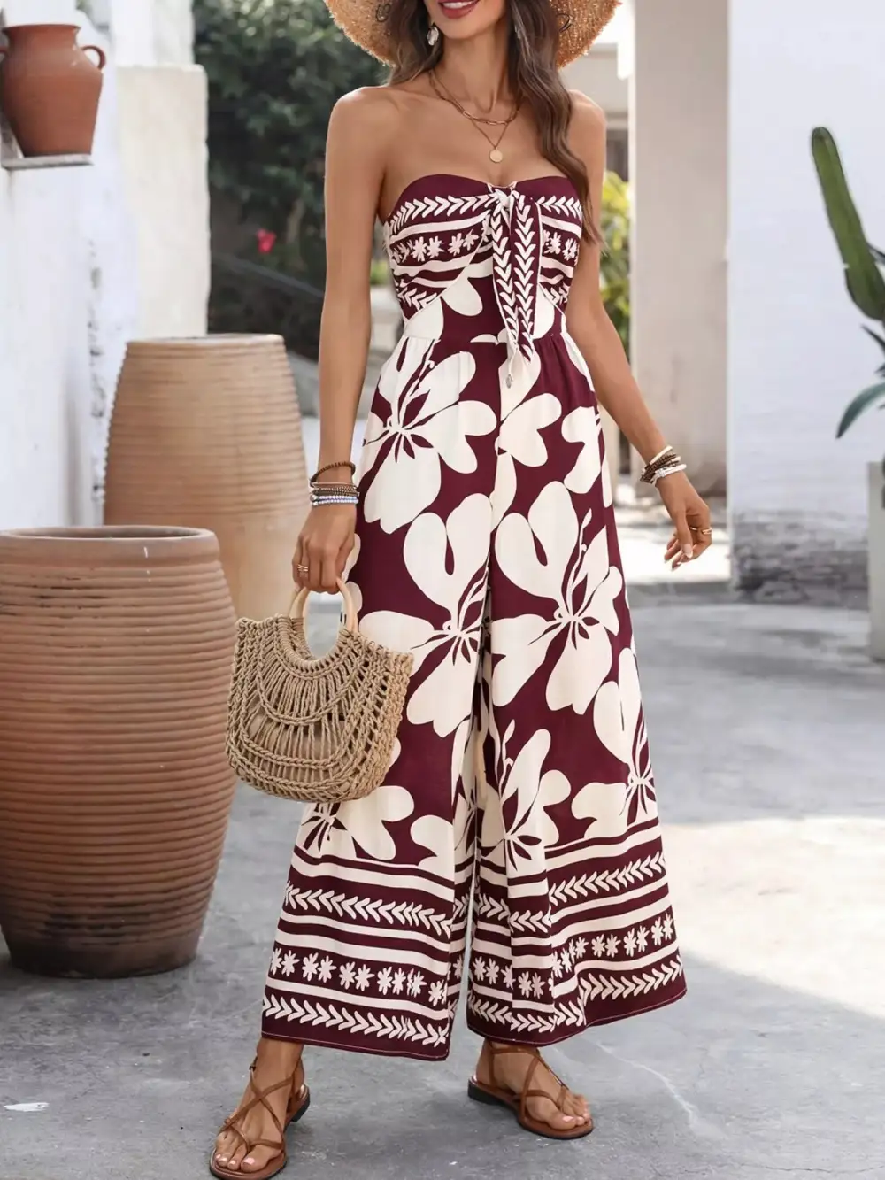 Easygoing Floral Wide Leg Jumpsuit