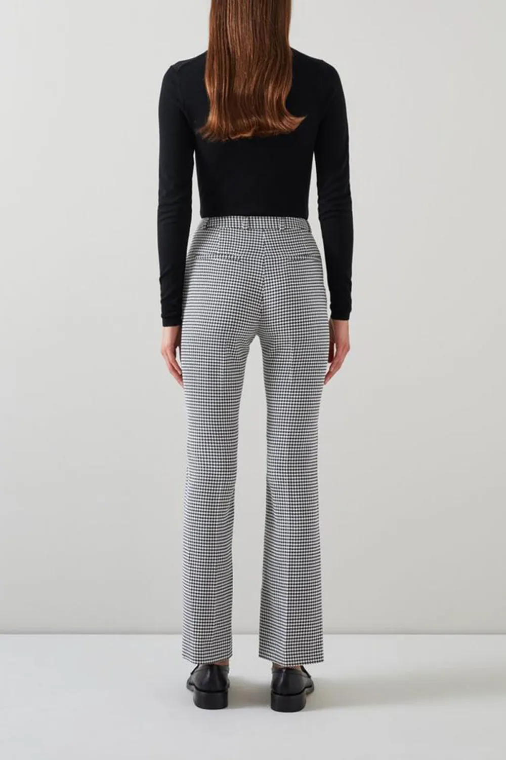 Black Cream Checkered Straight Leg Trousers
