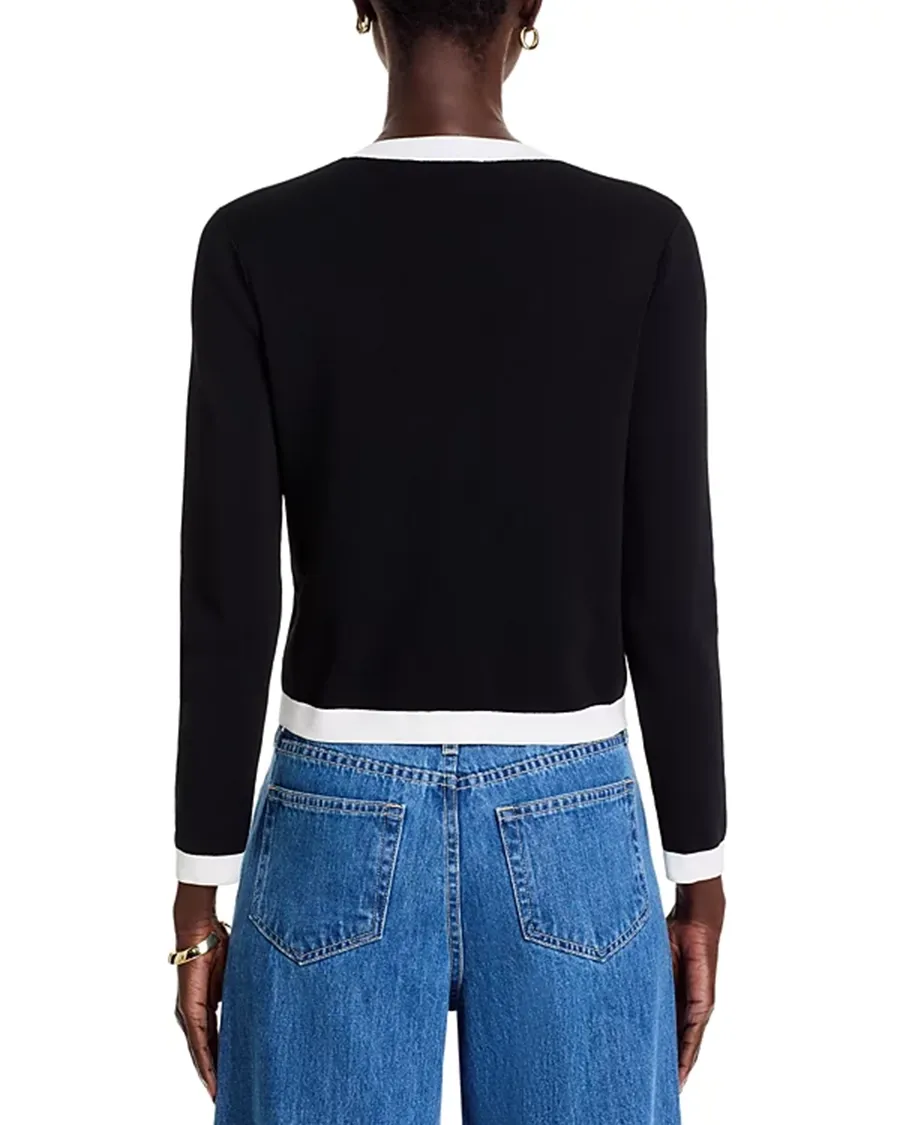 Black Long Sleeves Split Neck Cardigan