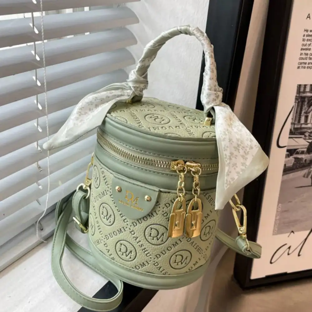 Letter Adjustable Strap Bucket Bag
