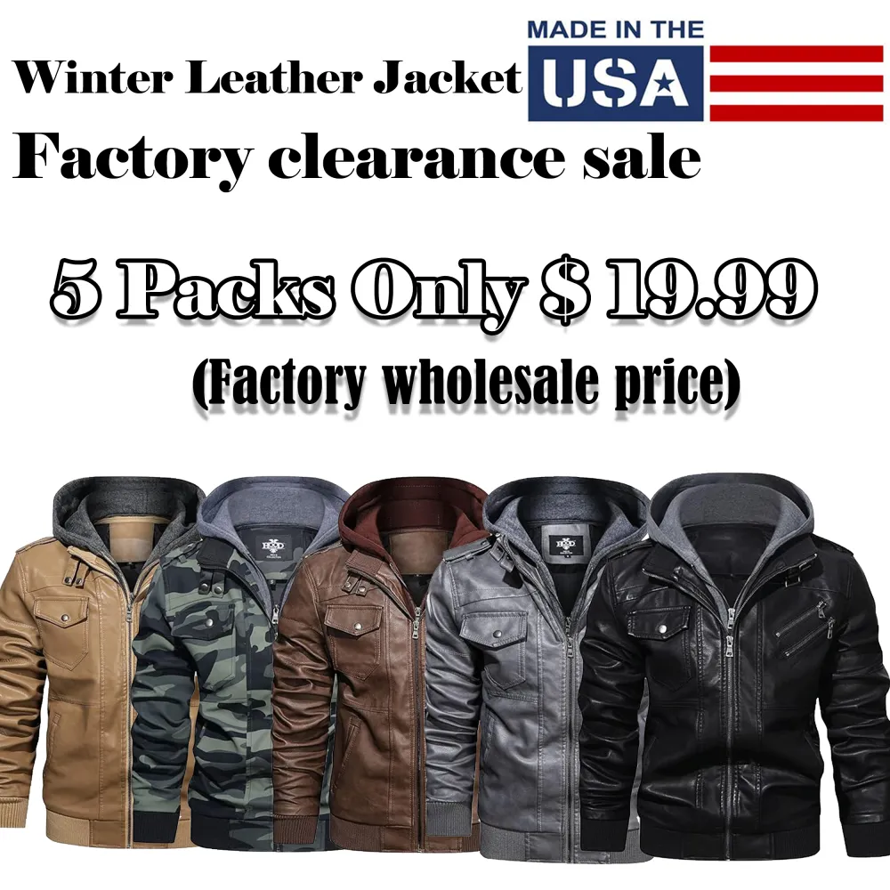 🧥 Men’s Casual Stand Collar PU Faux Leather Motorcycle Jacket with Removable Hood