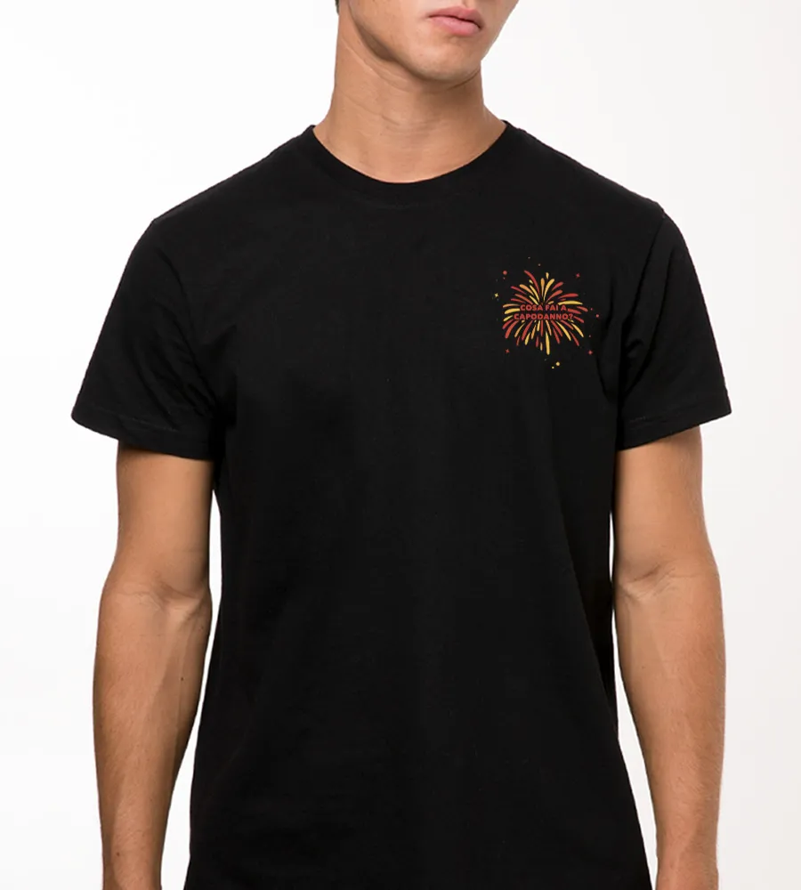Fireworks Pattern Short Sleeve Black T-Shirt