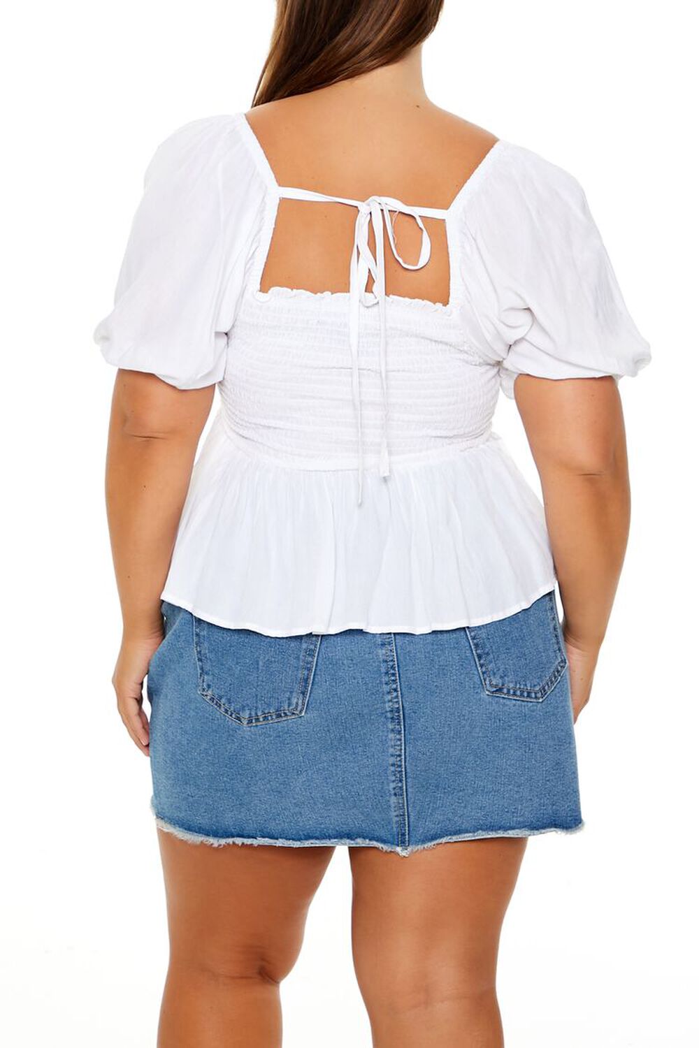 Plus Size Puff-Sleeve Peplum Top