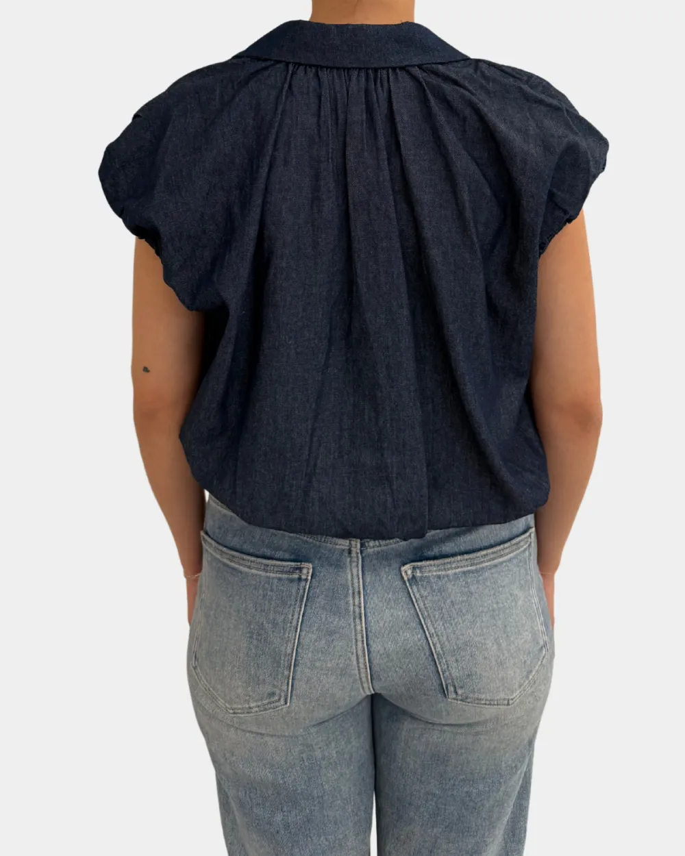 Button Front Bubble Top