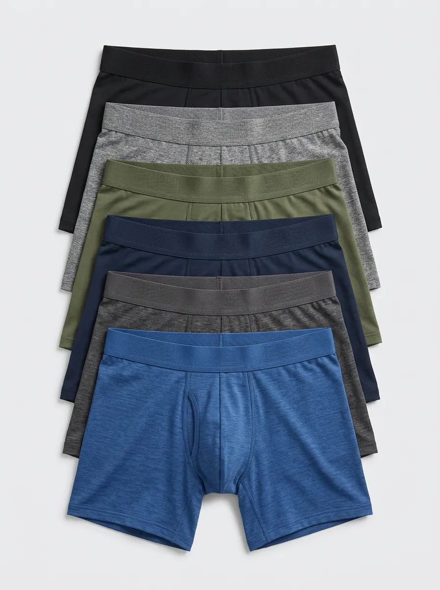 Men's Everyday Comfort Heathered Texture 6-Pack Boxer Briefs