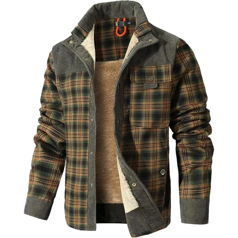 Men's Plaid Flannel Autumn and Winter Warm Jacket