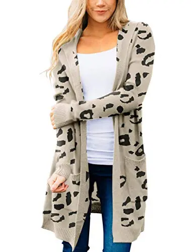 Women's Long Sleeve Open Front Hoodie Knit Sweater Cardigan Outwear