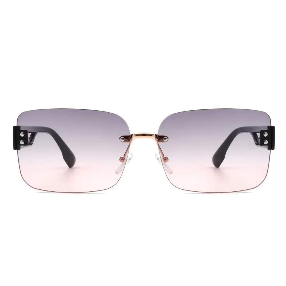 Scalloped Rectangle Square Frame Sunglasses