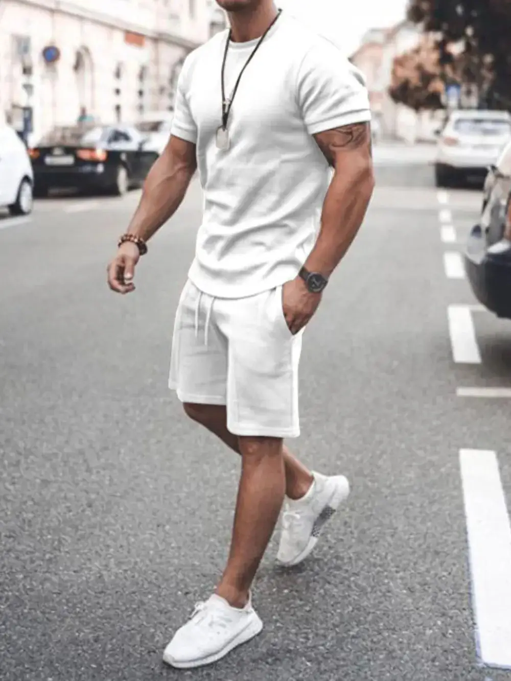 Layered Cotton Blend Casual Shorts