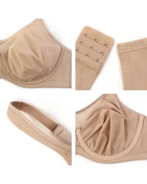 Unlined Non-Padded Underwire Smoothing Wide Strap Full Coverage Minimizer T-shirt Bra