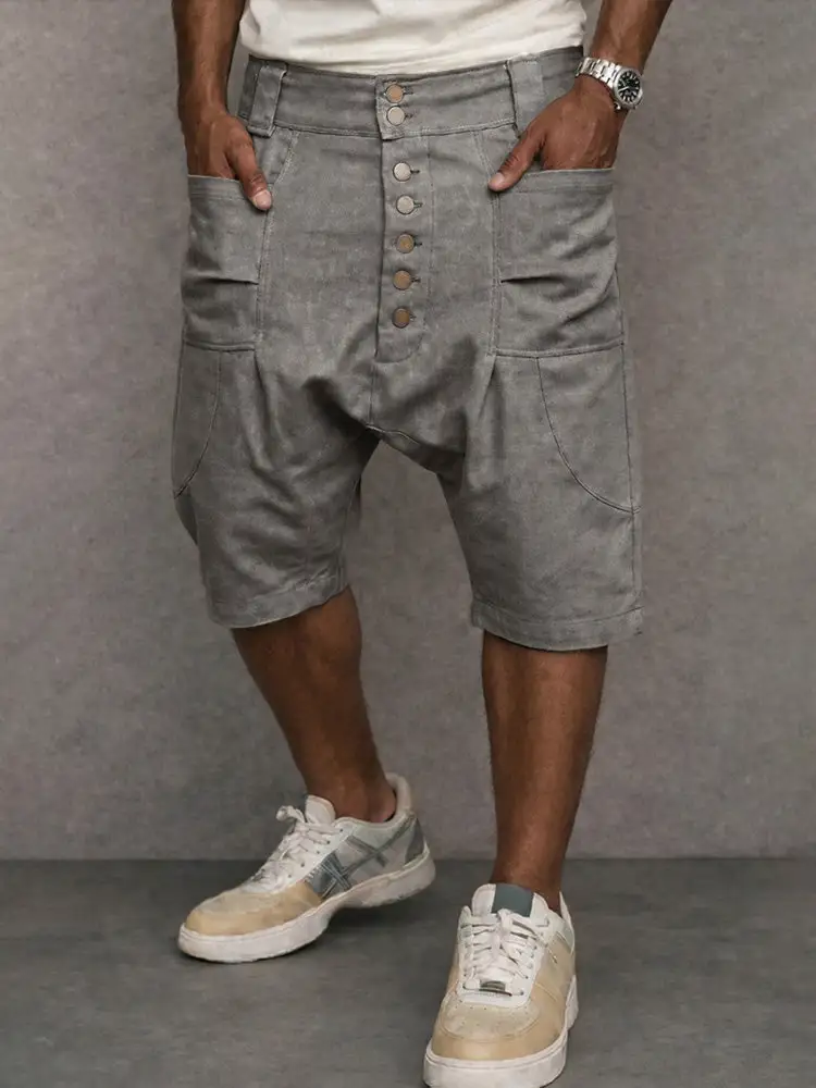Men's Casual Cotton Drop Crotch Harem Shorts