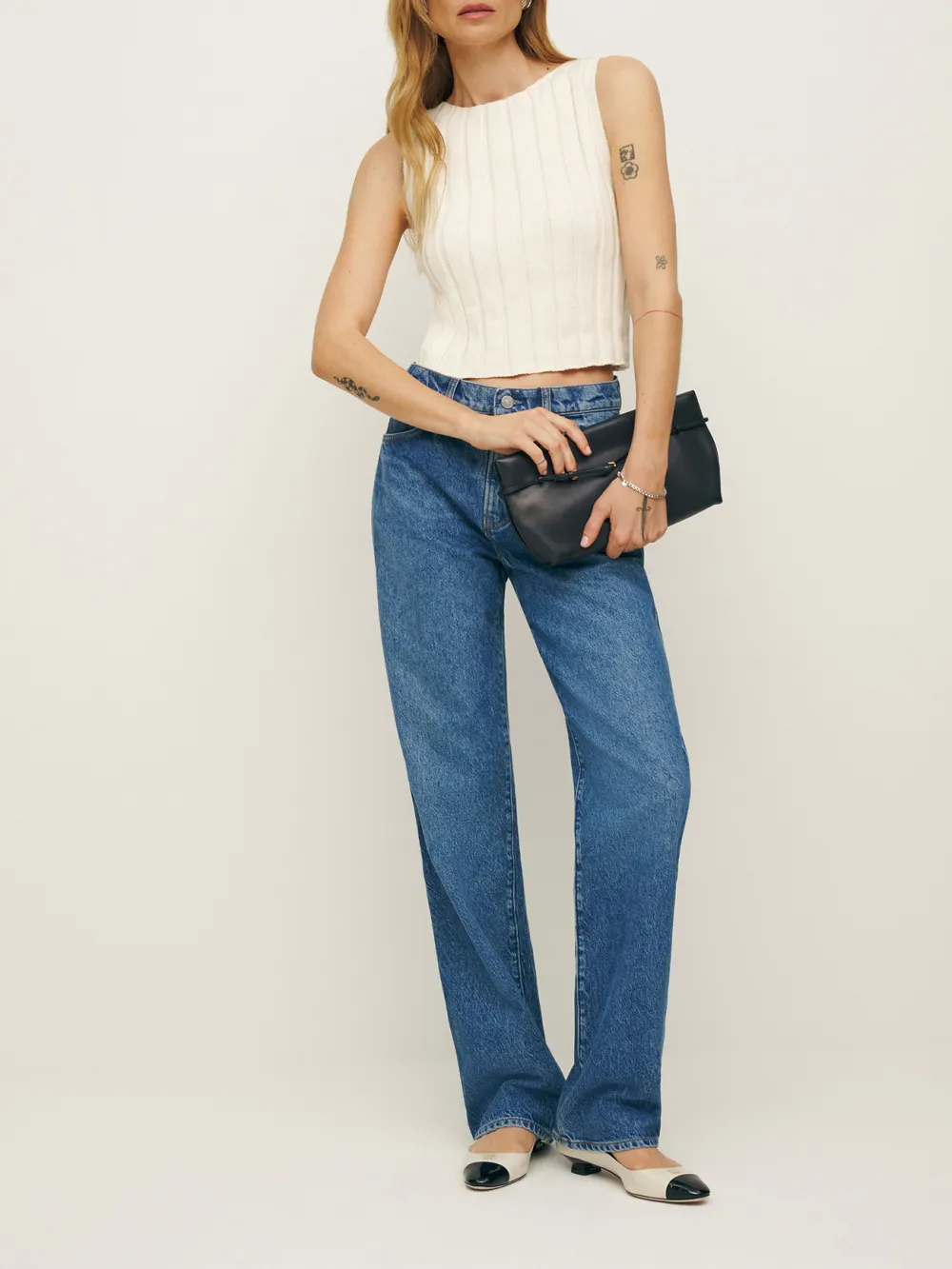 90s Style Mid Rise Straight Jeans