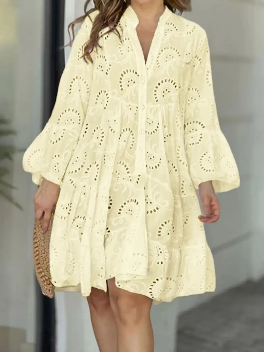 Ruffled Tiered Midi Tie Detail Dress