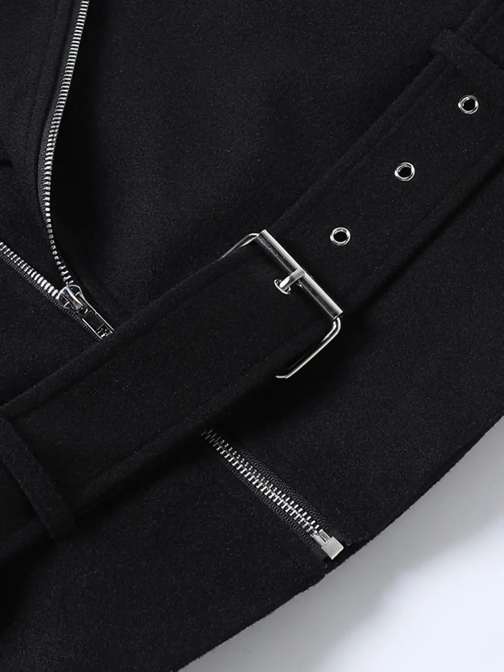 Solid Zip Belted Jacket
