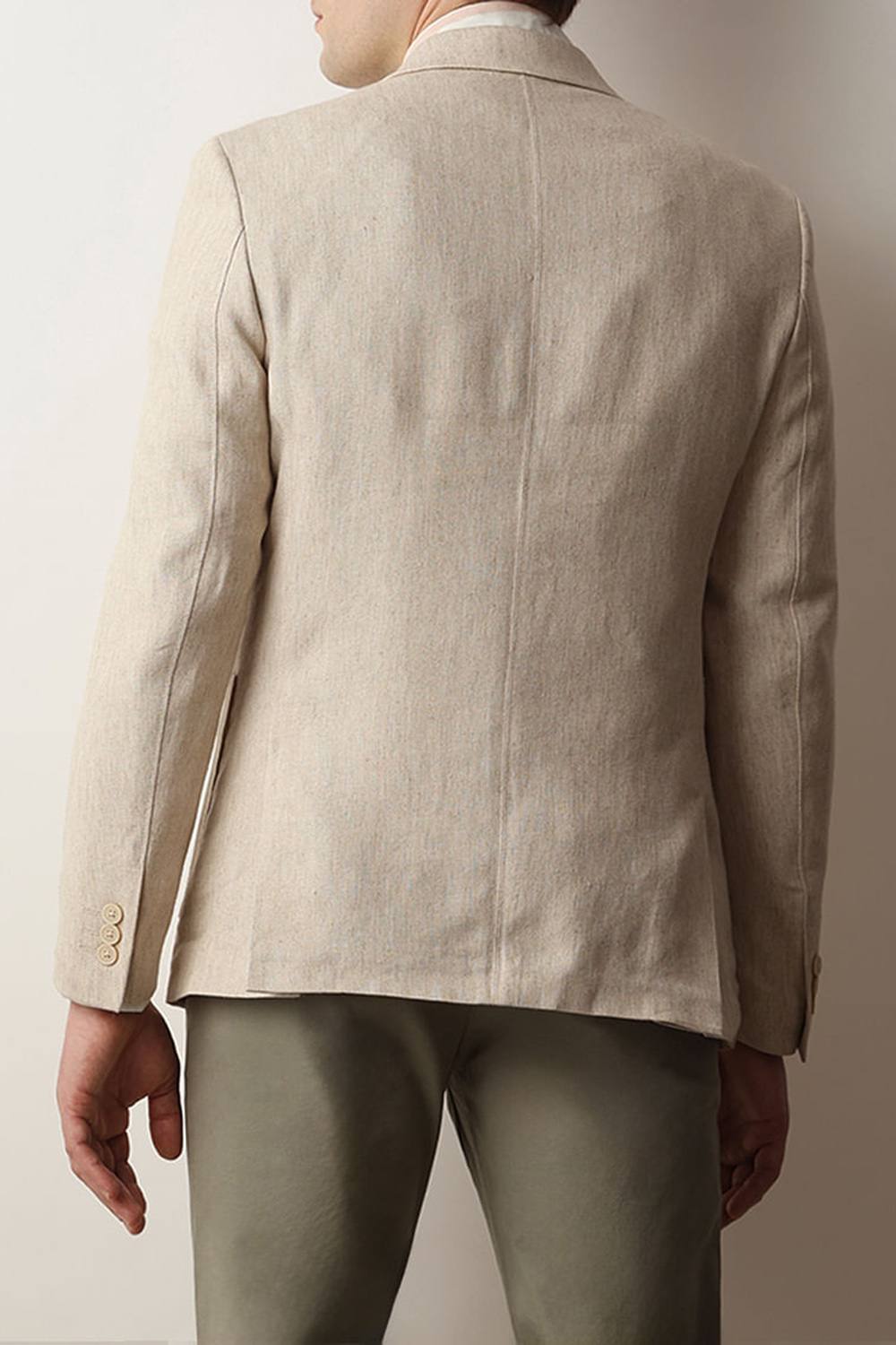 Navy Blue Textured Linen Casual Blazer