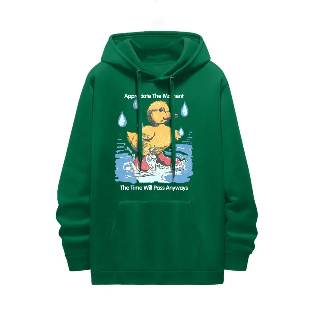 Duck Themed Vintage Style Black Hoodie