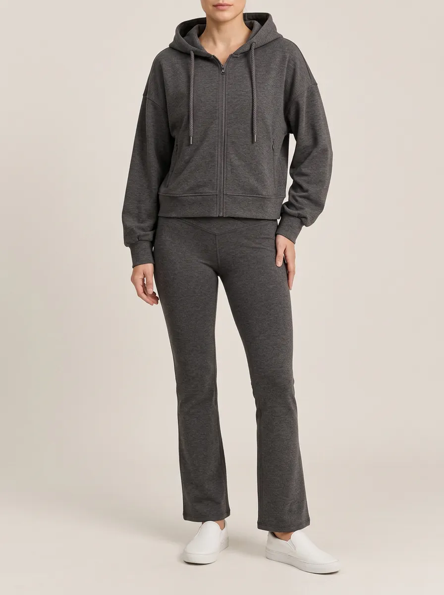 Women's Coordinated Yoga Pants Outfit with a Zip Hoodie