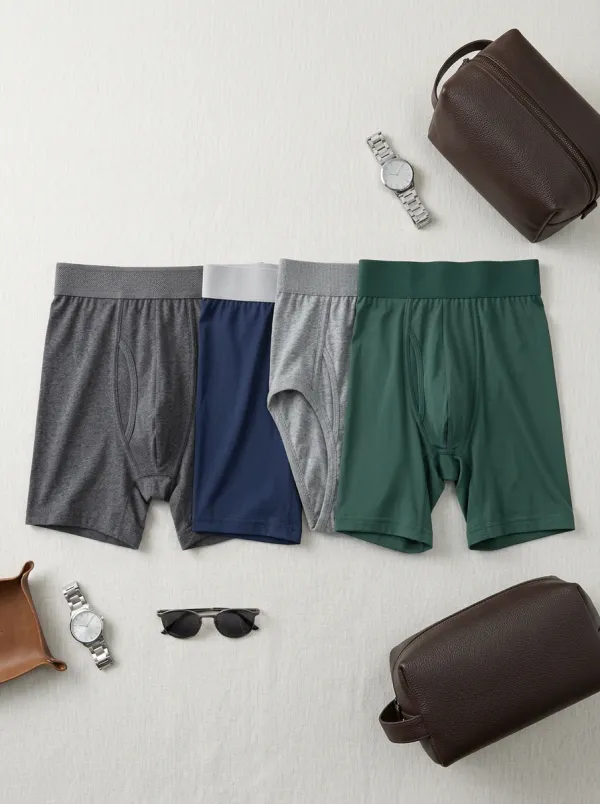 Men's Multi-Color Solid Basic Comfortable Boxer Briefs