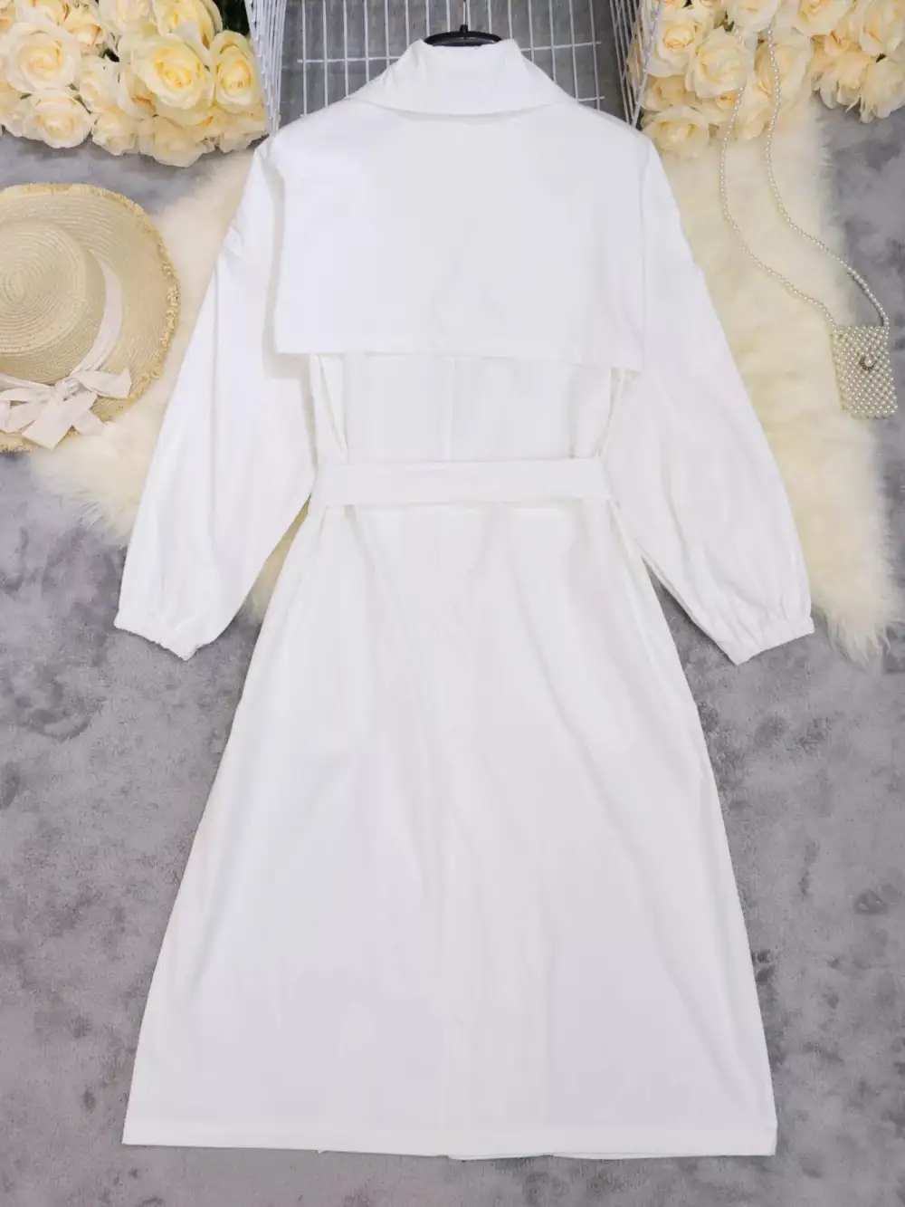 Layered Detail Tie Waist Midi Dress