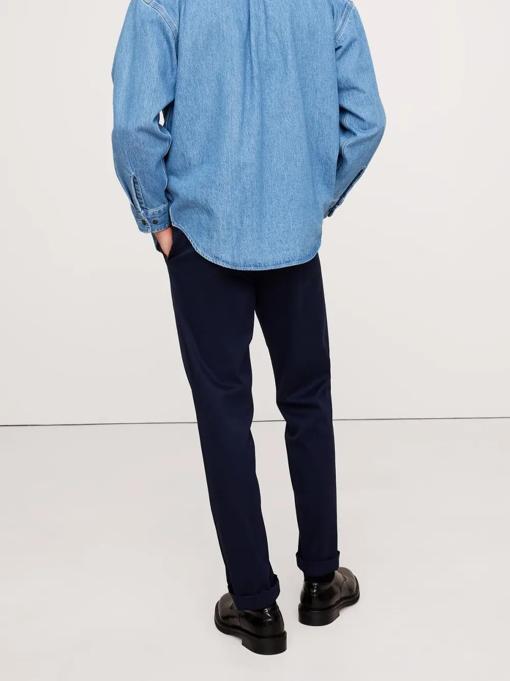 Men's Navy Blue  Slim Fit Cotton Trousers