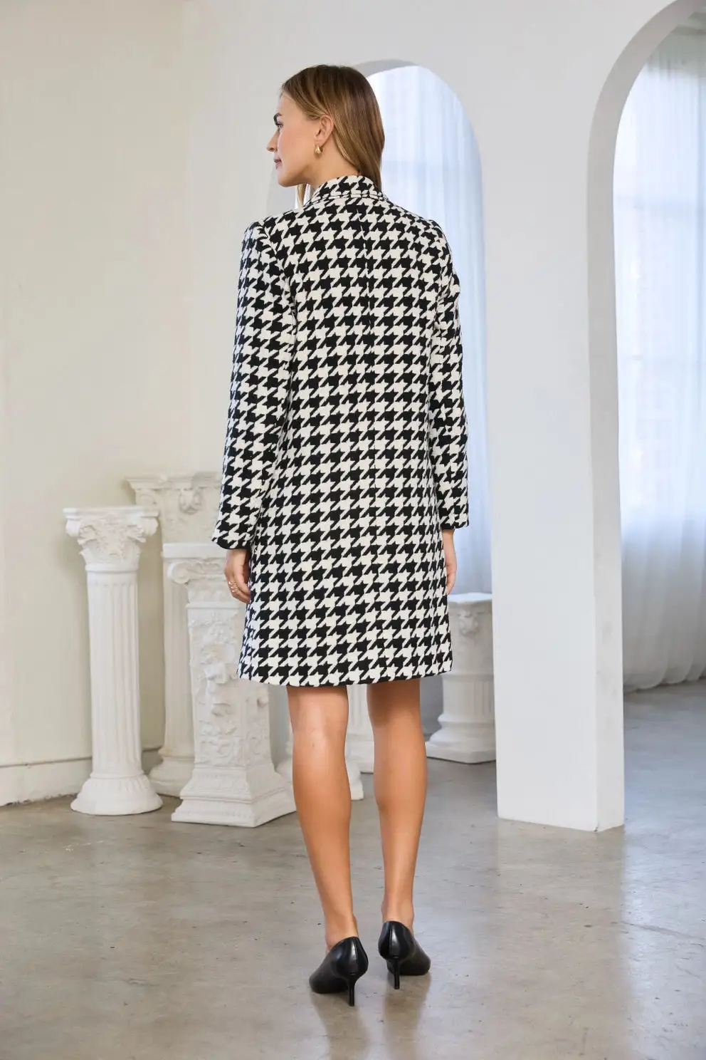 Relaxed Houndstooth Coat