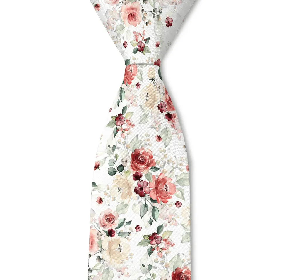 Rose Floral Pattern Necktie
