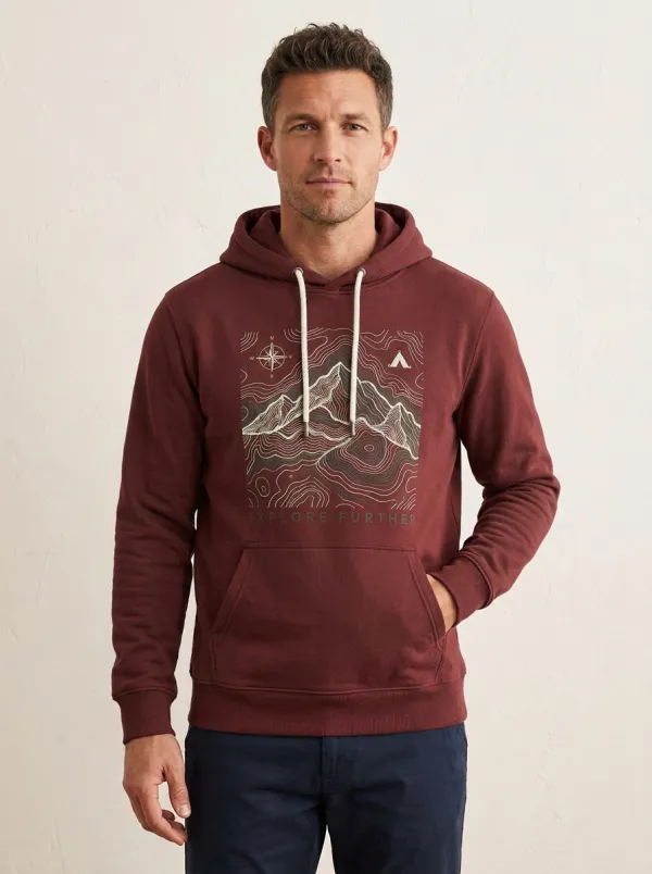 Men's Camping Hiking Explorer Mountain Topographic Graphic Hoodie
