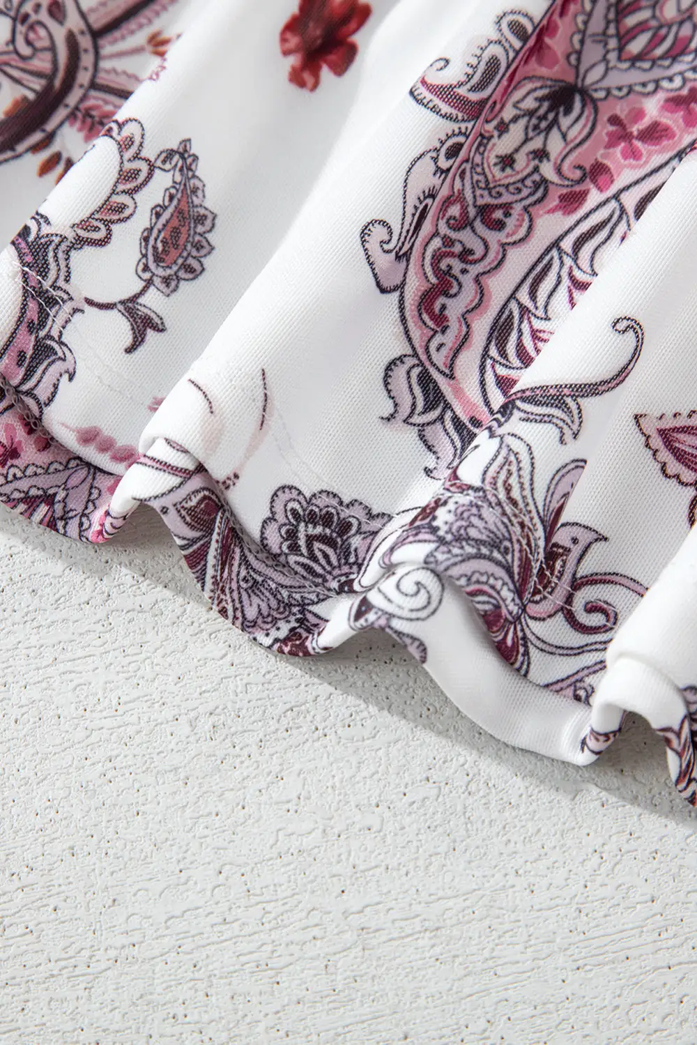 White Vintage Paisley Mock Neck