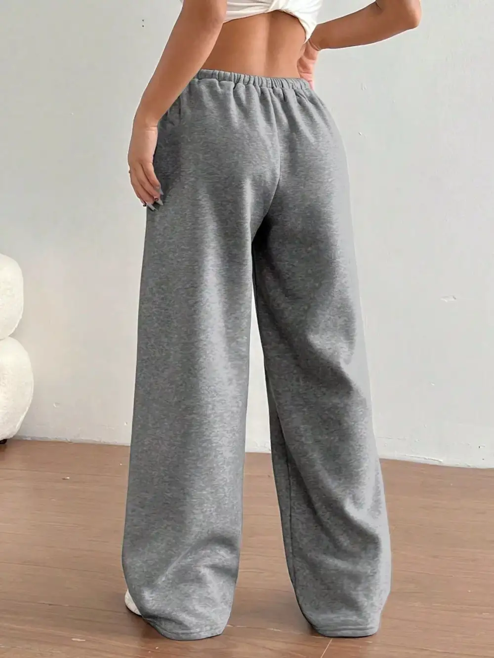 High-Waist Wide-Leg Drawstring Pocketed Sweatpants
