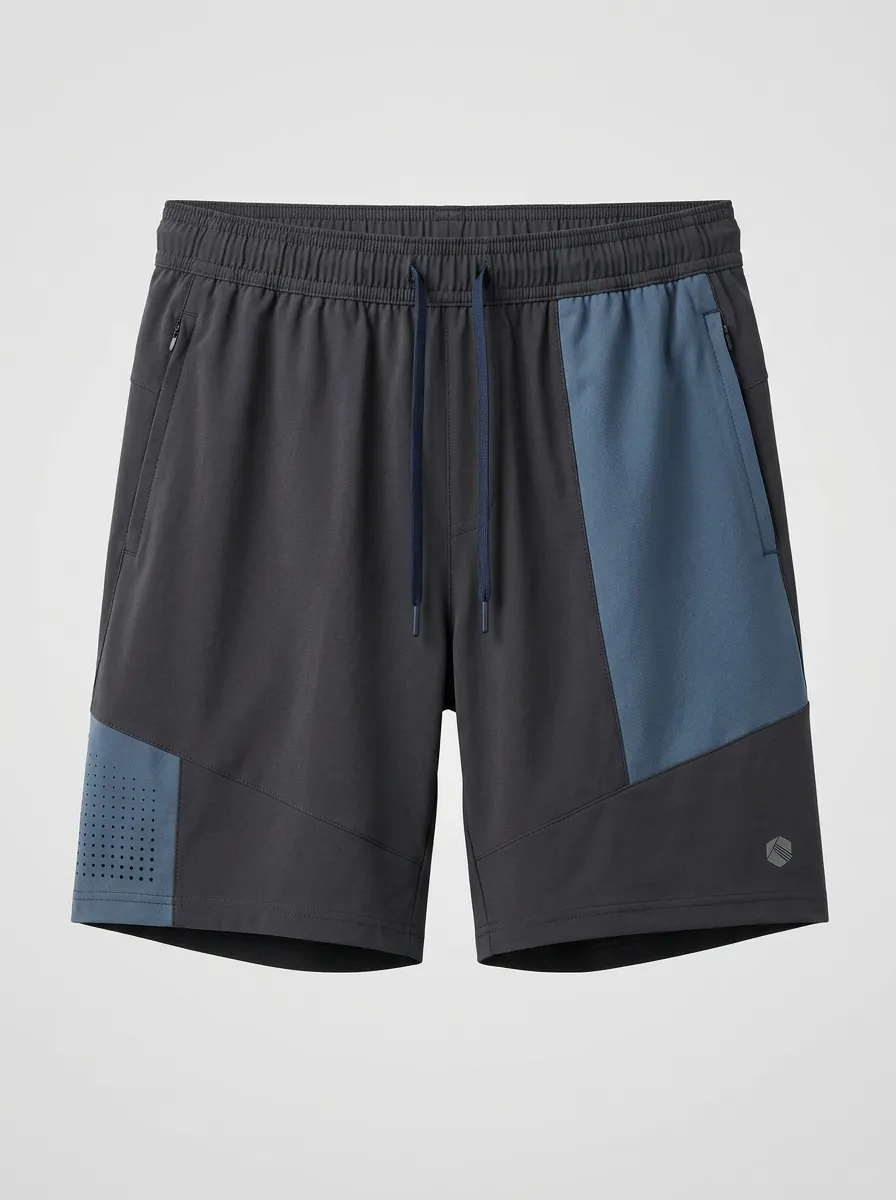 Men's Athletic Sport Colorblock Perforated Panel Printed Shorts