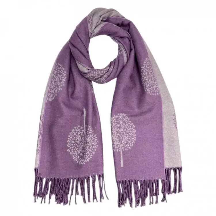 Tree Of Life Tasseled Scarf
