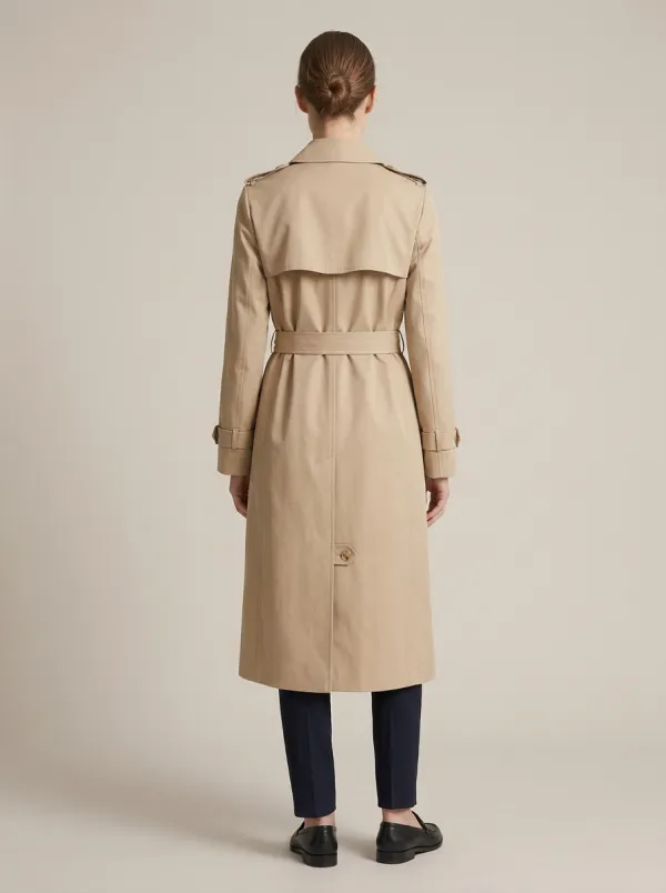 Women's Classic Winter Beige Belted Long Trench Coat