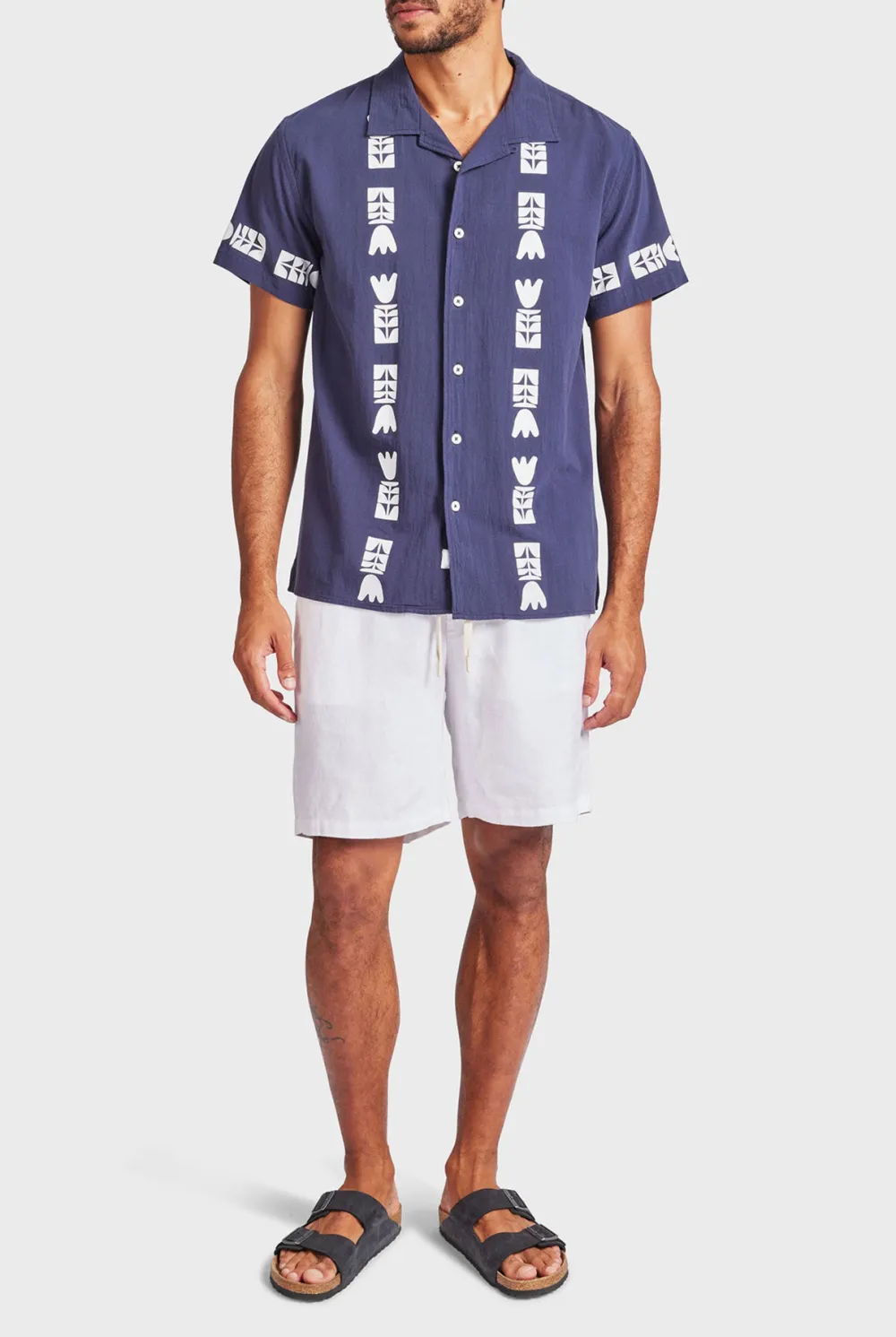 Kemp Short Sleeve Shirt- Navy/white