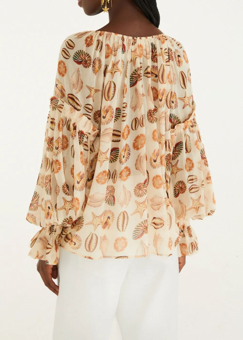 Beaded Long-Sleeve Blouse