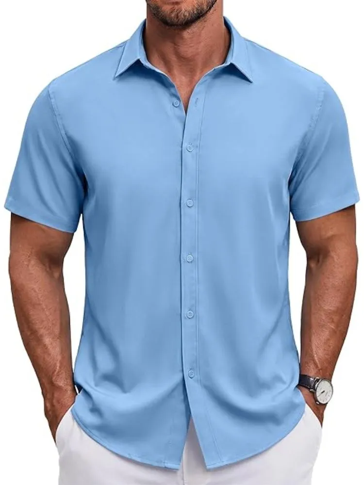 S Short Sleeve Casual Button-Down Shirt