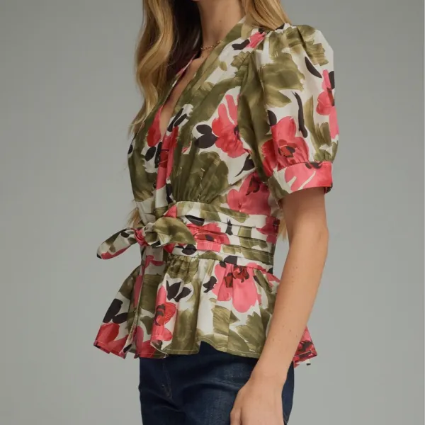 Floral Tie Waist Top