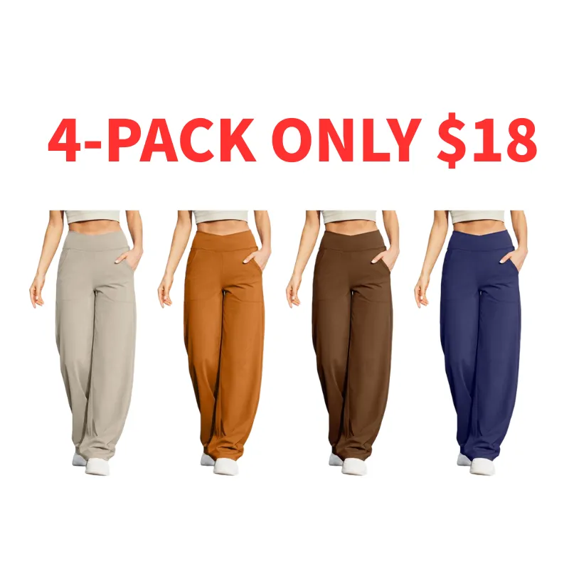 Women’s High-Waist Wide-Leg Yoga Pants – Petite to Tall with Pockets