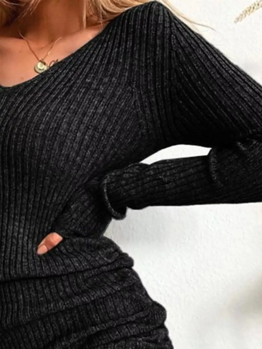 Ribbed Knit Drawstring Sweater Dress