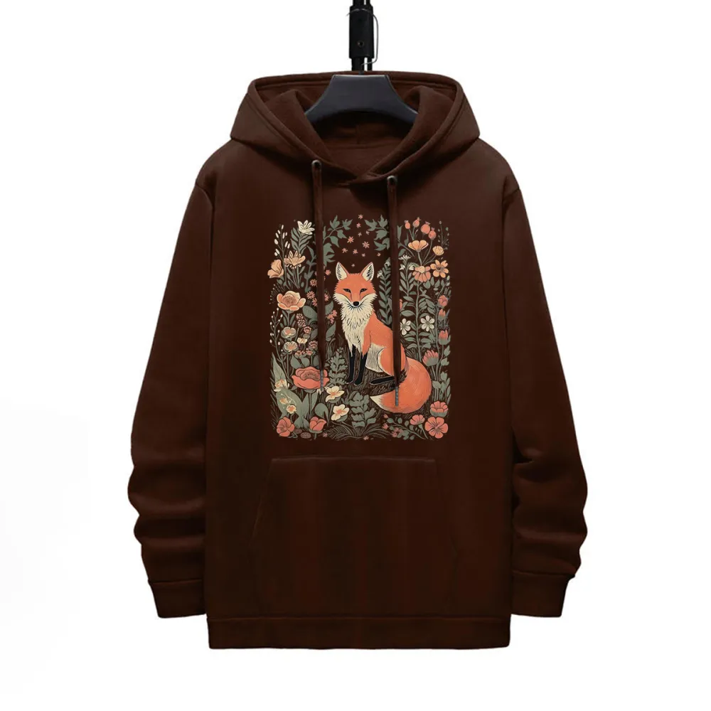 Fox Pattern Printed Hoodie