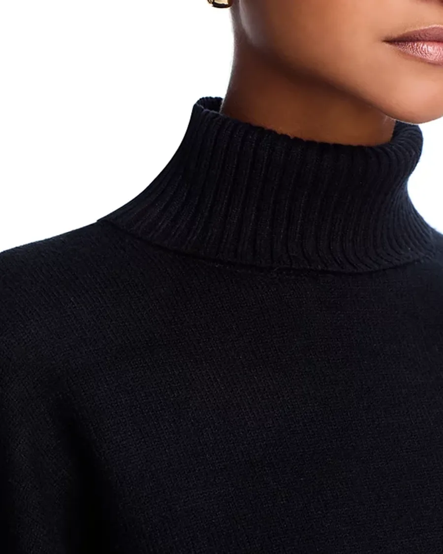 Cropped Turtleneck Heart Patch Sweater