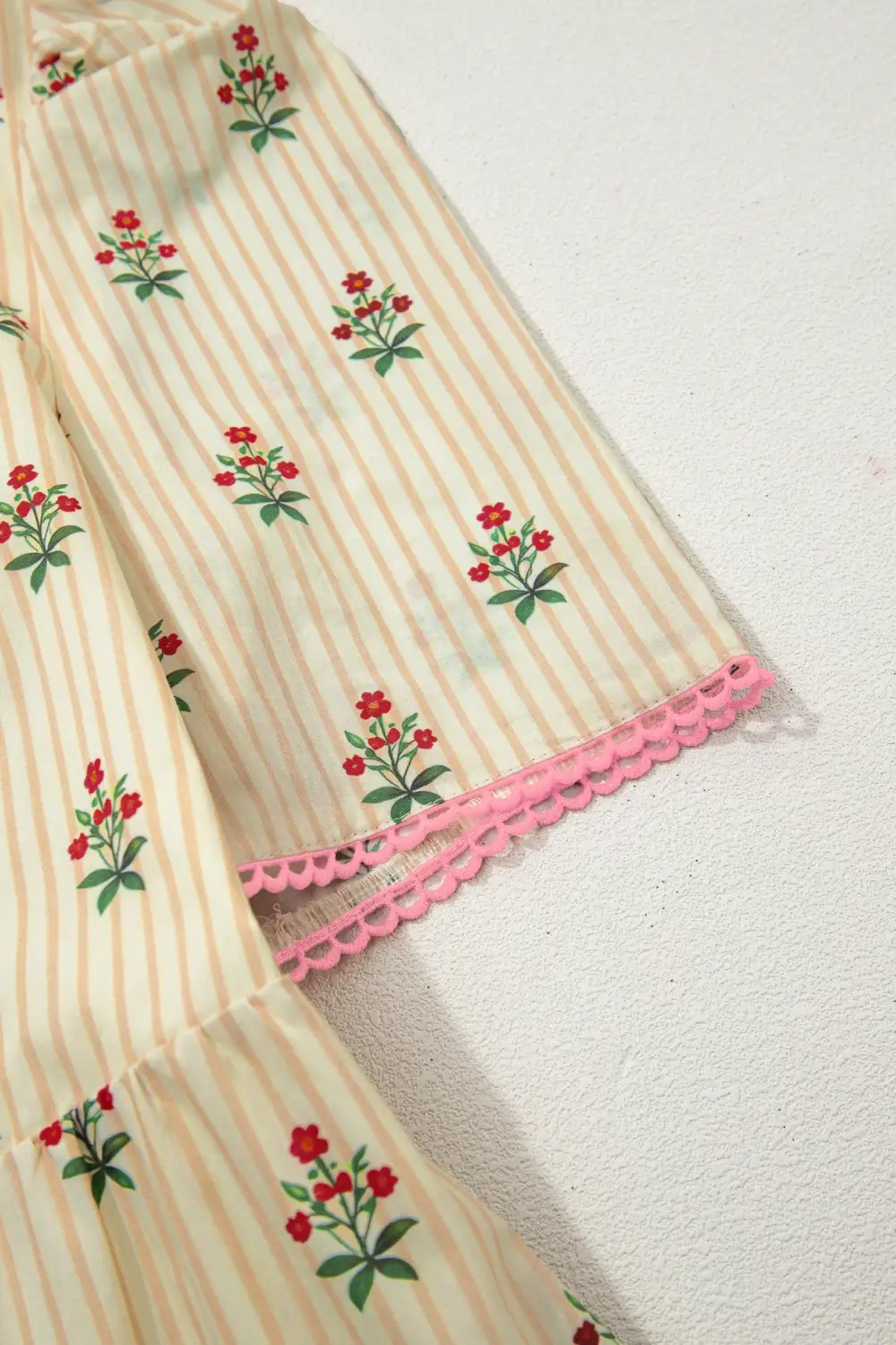 Floral Striped Ruffle Dress Casual