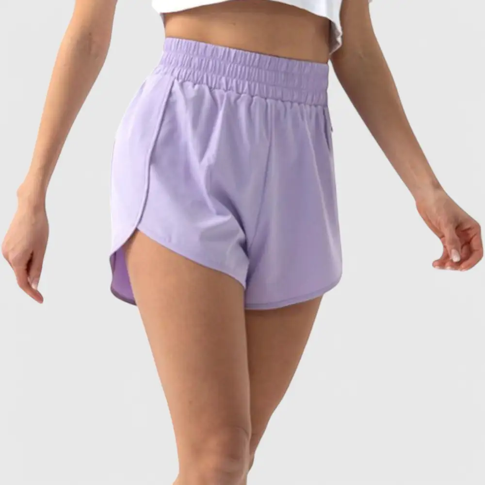 High-Waist Elastic-Waist Lightweight Running Shorts