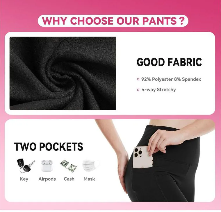 Women's High Waisted Tummy Control Leggings With Pockets – Non See-Through Stretchy Yoga Pants For Workout